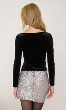 Load image into Gallery viewer, Boat Neck Velvet Long Sleeve - Black
