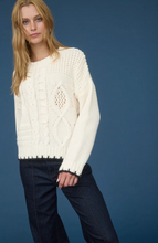 Load image into Gallery viewer, Contrast Stitch Cable Knit Sweater - White
