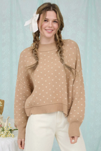Load image into Gallery viewer, Heart Pattern Drop Shoulder Sweater - Khaki

