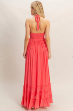 Load image into Gallery viewer, Halter Neck Smocked Maxi - Coral