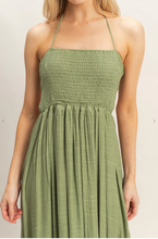 Load image into Gallery viewer, Smocked Halter Dress - Olive