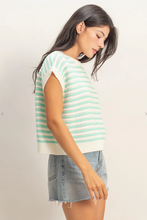 Load image into Gallery viewer, Striped Sleeveless Crewneck - Mint
