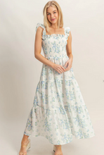 Load image into Gallery viewer, Smocked Floral Ruffle Strap Maxi - Blue