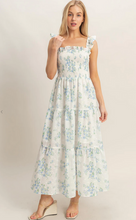 Load image into Gallery viewer, Smocked Floral Ruffle Strap Maxi - Blue