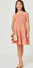 Load image into Gallery viewer, Textured Smcoked Dress Youth - Coral