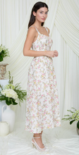 Load image into Gallery viewer, Floral Lace Trim Corset Midi Dress - Cream Multi