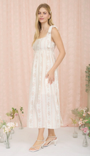 Load image into Gallery viewer, Stripe Floral Pattern Empire Midi Dress - Taupe