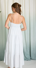 Load image into Gallery viewer, Stripe Shirred Empire Waist Midi Dress - Light Blue
