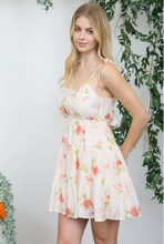 Load image into Gallery viewer, Floral Tiered Back-Tie Mini Dress - Light Pink/Multi