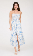 Load image into Gallery viewer, Motiff Smocked Strapless Midi Dress - Blue