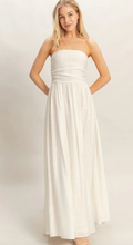 Load image into Gallery viewer, Strapless Tie Back Smocked Dress - White