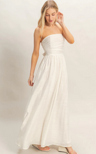 Load image into Gallery viewer, Strapless Tie Back Smocked Dress - White