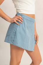 Load image into Gallery viewer, Wrap Front Denim Skort - Light Blue