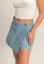 Load image into Gallery viewer, Wrap Front Denim Skort - Light Blue