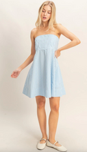 Load image into Gallery viewer, Striped Strapless A-Line Dress - Light Blue
