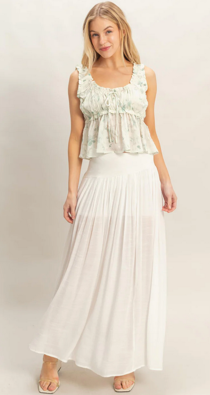 Ruffled Swiss Dot Peplum Top - Green – Isa Roe