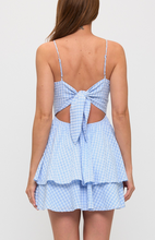 Load image into Gallery viewer, Tie Back Gingham Mini Dress - Light Blue