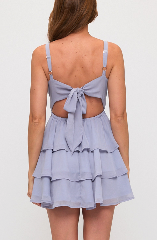 layered mini dress Tie Back Chiffon Layered Mini Dress