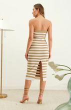 Load image into Gallery viewer, Summer Days Strapless Knit Midi - Taupe/White