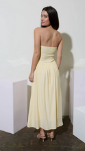 Load image into Gallery viewer, Strapless Gathered Detail Midi Dress - Pale Yellow