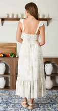 Load image into Gallery viewer, Floral Ruffle Corset Midi Dress - Natural