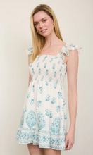 Load image into Gallery viewer, Ruffle Trim Smocked Chest Mini Dress - Light Teal