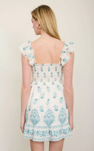 Load image into Gallery viewer, Ruffle Trim Smocked Chest Mini Dress - Light Teal