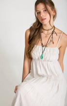 Load image into Gallery viewer, Stripe Shirred Empire Waist Midi Dress - Mocha