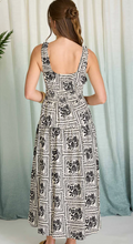 Load image into Gallery viewer, Tile Print Smocked Midi Dress - Black