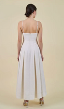 Load image into Gallery viewer, Linen Ring Detail Bust Pleated Midi Dress - Ivory