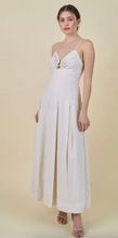 Load image into Gallery viewer, Linen Ring Detail Bust Pleated Midi Dress - Ivory