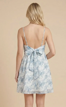 Load image into Gallery viewer, Back Bow Floral Mini Dress - Blue