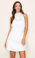 Load image into Gallery viewer, Cowl Halter Satin Mini Dress - Ivory
