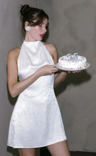 Load image into Gallery viewer, Cowl Halter Satin Mini Dress - Ivory