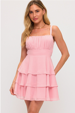 Load image into Gallery viewer, Tie Back Chiffon Layered Mini Dress - Pink