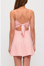 Load image into Gallery viewer, Ruched Neckline Tie Back Dress - Pink