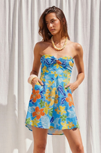 Load image into Gallery viewer, Strapless Botanical Knot Bust Dress - Blue