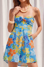 Load image into Gallery viewer, Strapless Botanical Knot Bust Dress - Blue