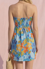 Load image into Gallery viewer, Strapless Botanical Knot Bust Dress - Blue