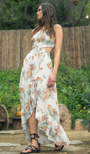 Load image into Gallery viewer, Floral Asymmetrical Maxi Dress - Silver/Multi