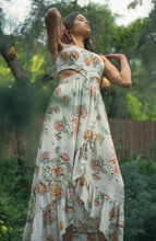 Load image into Gallery viewer, Floral Asymmetrical Maxi Dress - Silver/Multi