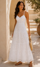 Load image into Gallery viewer, Amalfi Tiered Eyelet Maxi - White