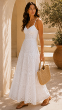 Load image into Gallery viewer, Amalfi Tiered Eyelet Maxi - White