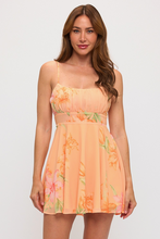 Load image into Gallery viewer, Hibiscus Tie Back Mini Dress - Orange