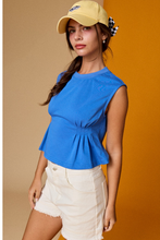 Load image into Gallery viewer, Side Pleated Sleeveless Top - Coblat Blue