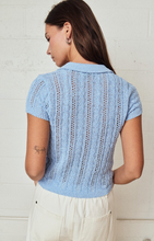 Load image into Gallery viewer, Textured Knit Button Down Top - Blue