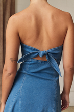Load image into Gallery viewer, Strapless Denim Tie Back Dress