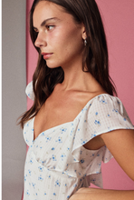 Load image into Gallery viewer, Relaxed Ruffle Sleeve Mini Dress - Blue/White
