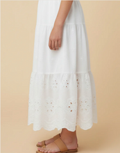 Load image into Gallery viewer, Scalloped Eyelet Hem Maxi Skirt White - Youth