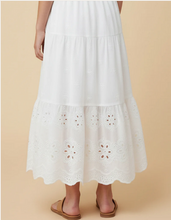 Load image into Gallery viewer, Scalloped Eyelet Hem Maxi Skirt White - Youth
